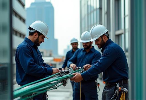 Emirates Connect Telecom’s team installing fiber-optic cables
